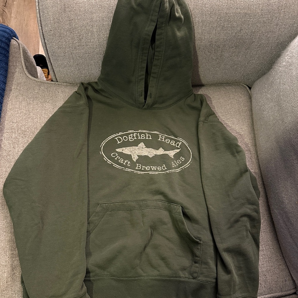 Dogfish Head Craft Brewed Ales Hoodie Army Green – Size Small